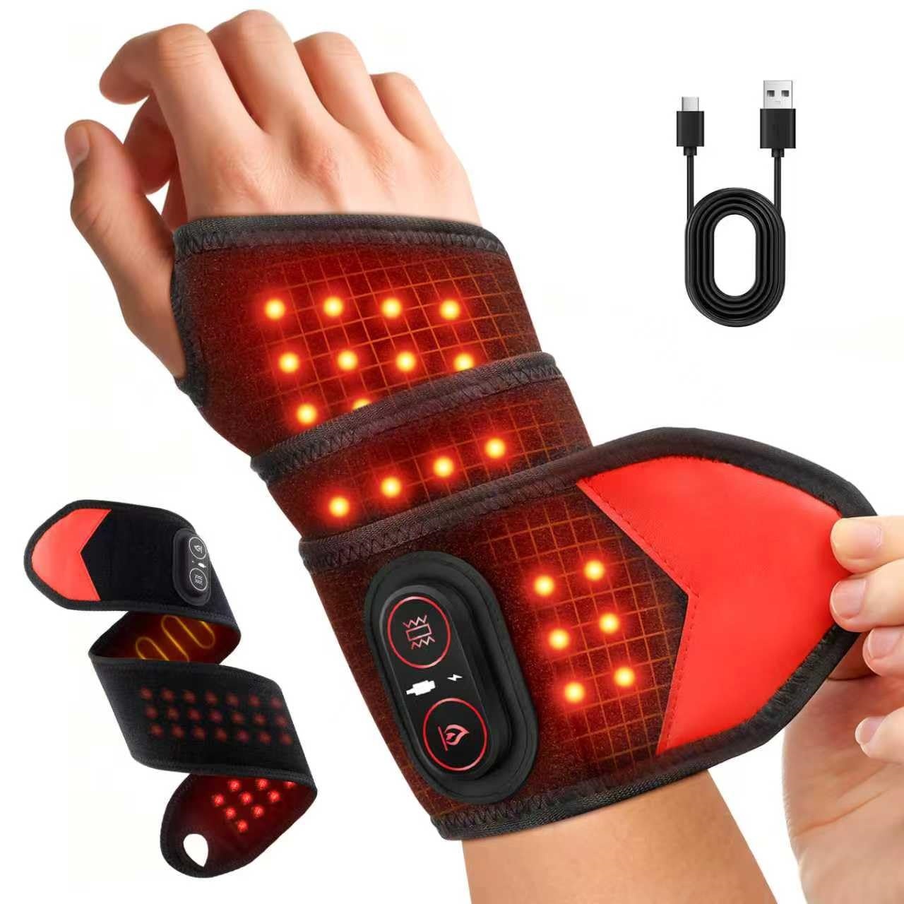 Ankle Brace - Tragbare Rotlichttherapie-Bandage 660nm 850nm LED-Lichttherapie-Handgelenkbandage mit