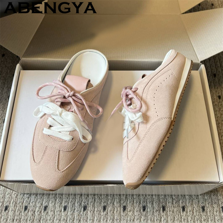 Running Shoes Women - Damen-Slipper mit Schnürung, lässig, flach, für