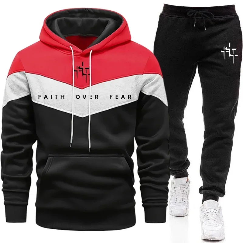 Joggers Pants - Faith Over Fear Herren-Trainingsanzug, Kapuzenpullover und