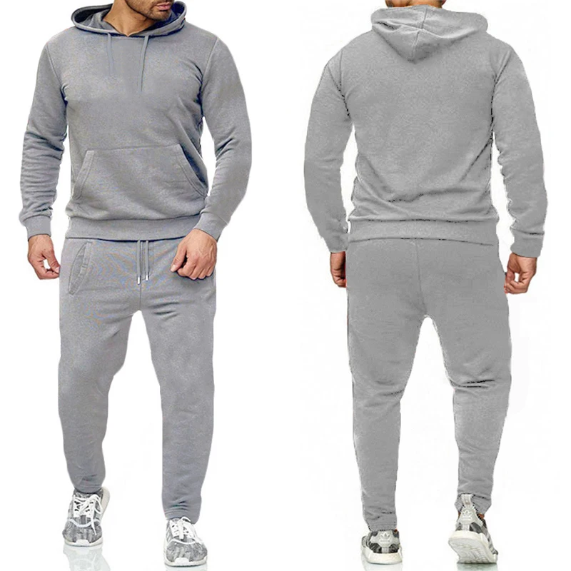 Joggers Pants - Klassischer Herren-Trainingsanzug in Uni-Farbe mit Kapuzenpullover