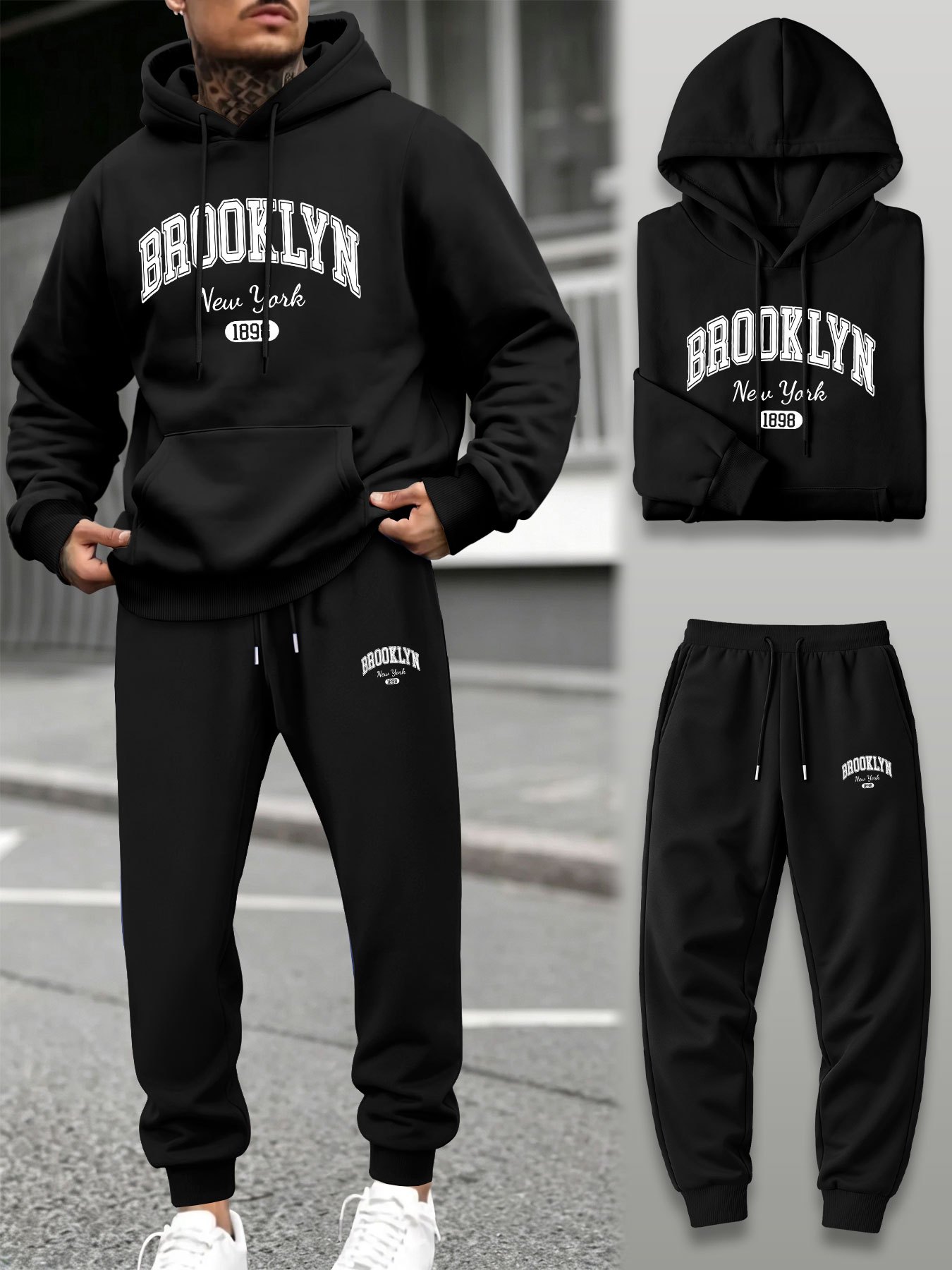 Joggers Pants - Herren 2-Teiliger Trainingsanzug Hoodie Jogginghose Set
