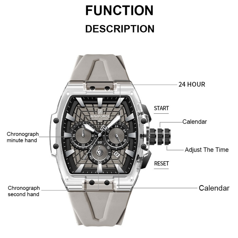 Running Watch - NAVIFORCE Herren 5ATM Wasserdichte Multifunktionale Chronograph-Uhr