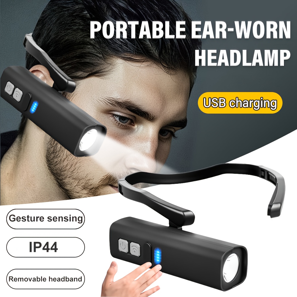 Running Headlamp - 2025 Ohrclip-Stirnlampe – heller LED-Scheinwerfer, wiederaufladbare