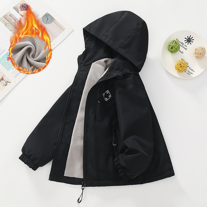 Running Gear Kids - Herbst-Winter-Jungenjacke, dickes Fleece, winddicht, warm, mit