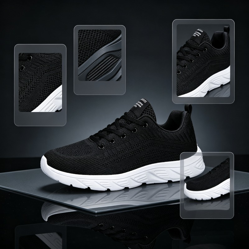 Running Shoes Men - Atmungsaktive Strick-Sneaker für Herren, weiß, mit